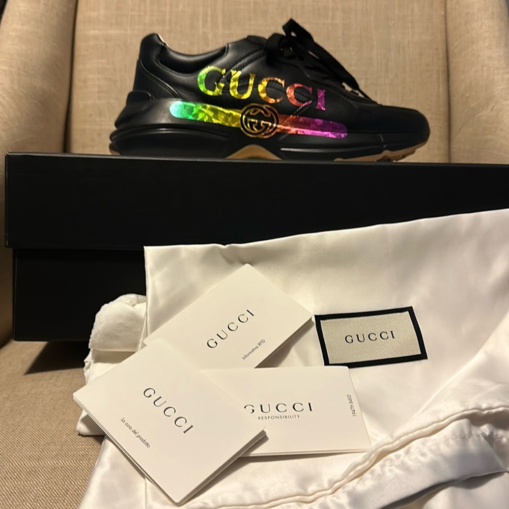 Gucci Black Rhyton Iridescent Logo